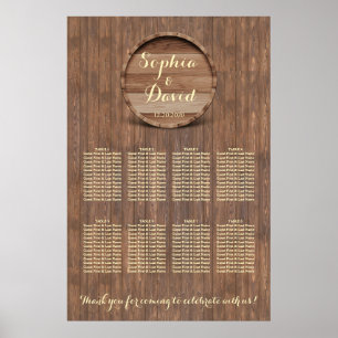 Wooden Barrel Wedding Seating Chart Poster