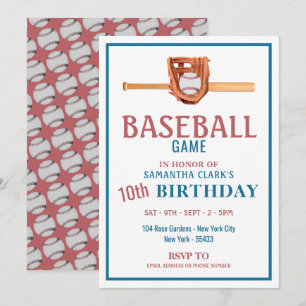 Wooden Baseball Bat, Baseball Birthday Party Kaart