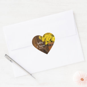 Wooden Bucket en Yellow Daisies Country Wedding Hart Sticker