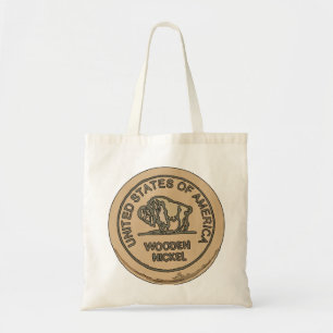 Wooden Buffalo Nickel, voeg tekst toe Tote Bag