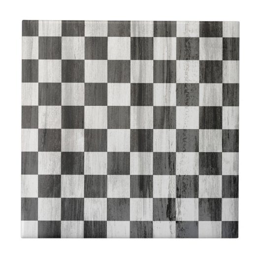 Wooden Checker Pattern Tegeltje (Voorkant)