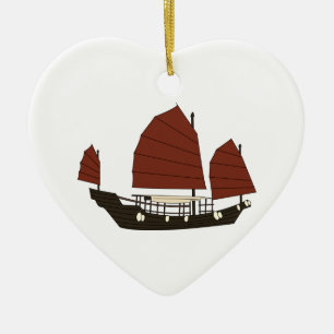 Wooden Chinese brokkenschip Keramisch Ornament