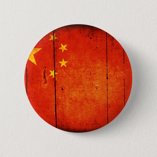Wooden Chinese vlag Ronde Button 5,7 Cm (Voorkant)