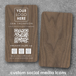 Wooden Connect met ons Social Media QR Code Logo Visitekaartje
