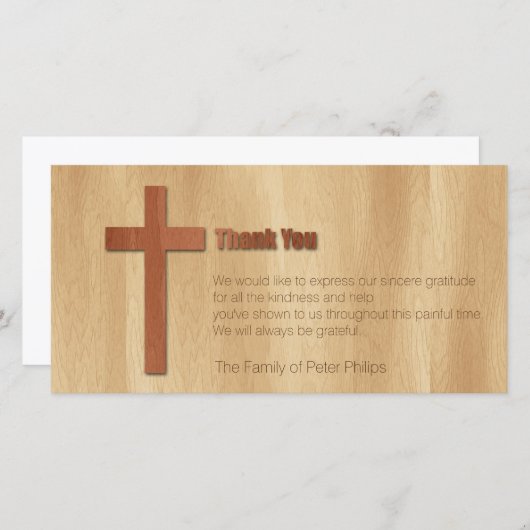 Wooden Cross Christelijk Sympathie Dank je H-kaart Bedankkaart (Voorkant / Achterkant)