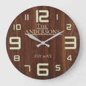 Wooden Family name Rustic Grote Klok (Voorkant)
