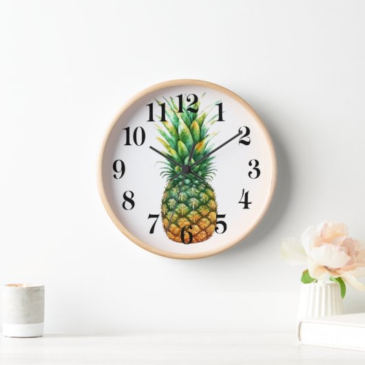 Wooden Frame Clock-Pineapple Print (Huis)