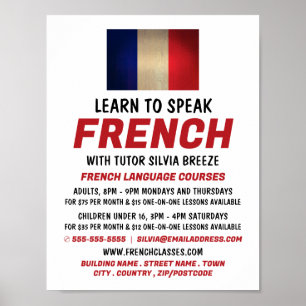 Wooden French Flag, Franse taalcursus Advert Poster