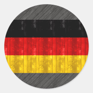 Wooden German Flag Ronde Sticker