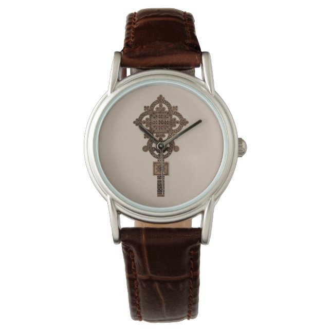 Wooden Hand Cross  Horloge (Voorkant)