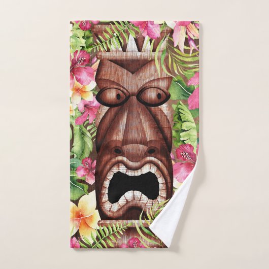 Wooden Hawaiian Tiki Luau Summer Tropical (Serviette à main)
