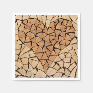 Wooden Heart Paper Napkin Servet