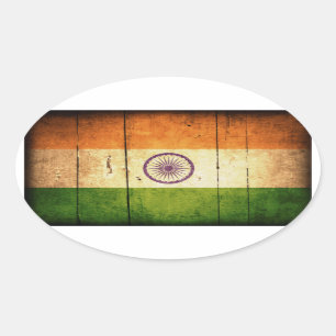 Wooden Indische vlag Ovale Sticker