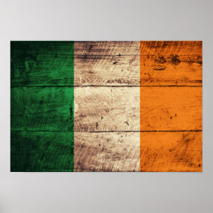 Wooden Ireland Flag Poster