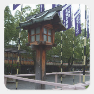 Wooden Japanse schrale lantaarnscharen Vierkante Sticker