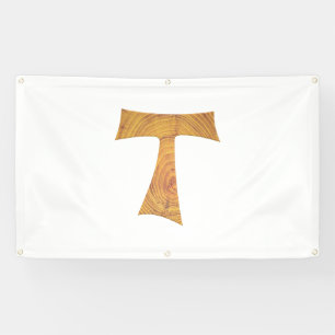 Wooden Kijk Franciscan Tau Cross Spandoek