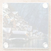 Wooden lakeside houses in Hallstatt, Oostenrijk Glazen Onderzetter (Achterkant)