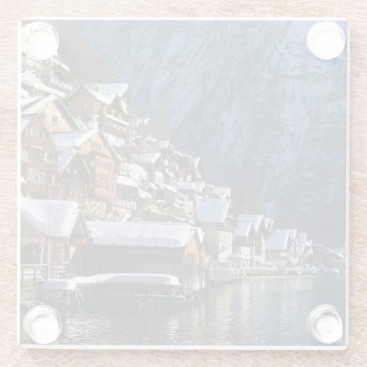 Wooden lakeside houses in Hallstatt, Oostenrijk Glazen Onderzetter (Achterkant)