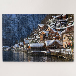 Wooden lakeside houses in Hallstatt, Oostenrijk Legpuzzel