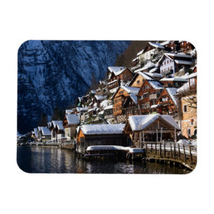 Wooden lakeside houses in Hallstatt, Oostenrijk Magneet