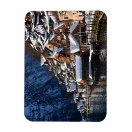 Wooden lakeside houses in Hallstatt, Oostenrijk Magneet