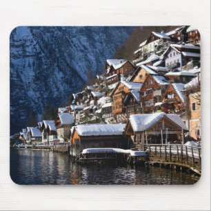 Wooden lakeside houses in Hallstatt, Oostenrijk Muismat