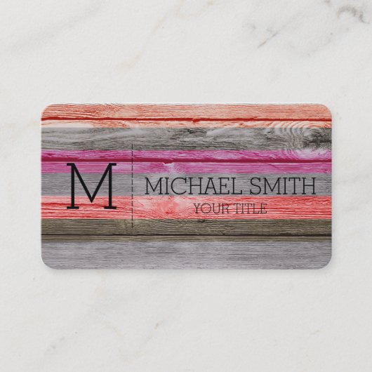 Wooden Monogram Visitekaartje (Voorkant)