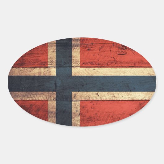 Wooden Norway vlag Ovale Sticker (Voorkant)