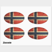 Wooden Norway vlag Ovale Sticker (Vel)