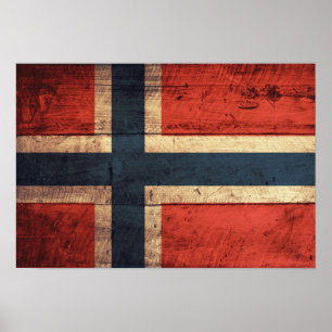 Wooden Norway vlag Poster