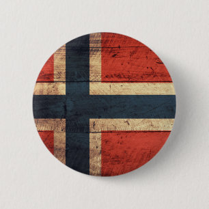 Wooden Norway vlag Ronde Button 5,7 Cm