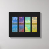 Wooden Pier over een Calm Lake Landscape Quadtrych Canvas Afdruk (Voorkant)
