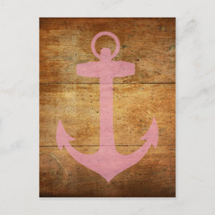 Wooden Roze Anchor Briefkaart