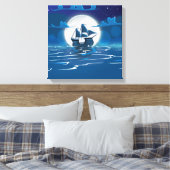 Wooden Sail schip in het moonlicht Canvas Afdruk (Insitu (Slaapkamer))