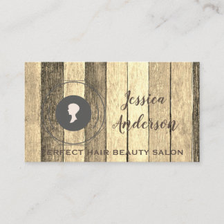 Wooden Sepia Rustic Hair Styling Logo Visitekaartje