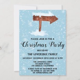 Wooden Sign & White Snow Holiday Kerstparty Kaart