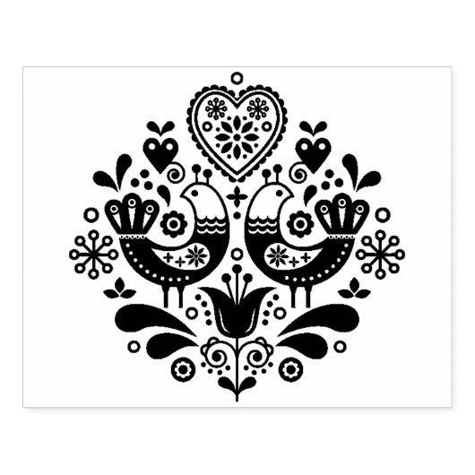 Wooden Stamp - Scandinavische Folk Art Pattern Bir Rubberstempel (Afrduk)