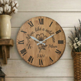 Wooden Style Wild Rose Wall Clock for Mom Grote Klok