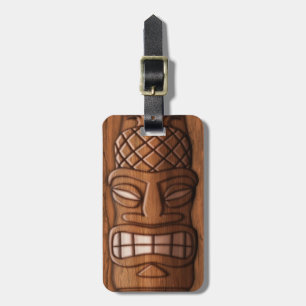 Wooden Tiki Mask Bagagelabel