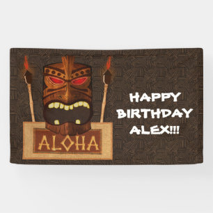 Wooden Tiki Mask  Retro ALOHA Hawaiian Spandoek