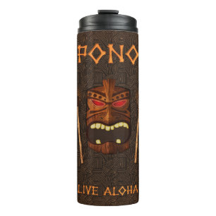  Wooden Tiki Masker - Aangepast fono Live Aloa Thermosbeker