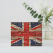 Wooden Union Jack Flag Briefkaart (Staand voorkant)