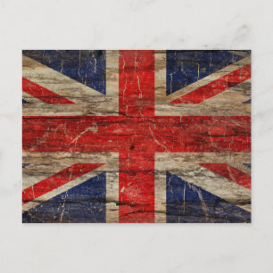 Wooden Union Jack Flag Briefkaart