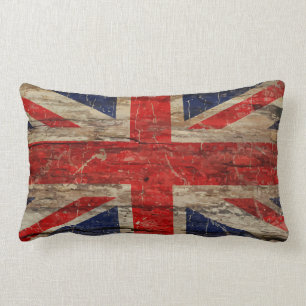 Wooden  Union Jack Flag Kussen