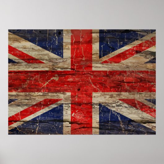 Wooden Union Jack Flag Poster (Voorkant)