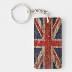 Wooden Union Jack Flag Sleutelhanger