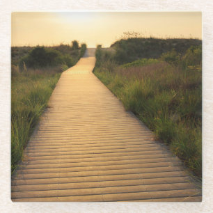 Wooden Walkway to Beach Glazen Onderzetter