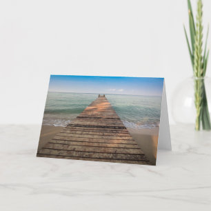 Wooden Wandelpad en Zee in de zomer Kaart