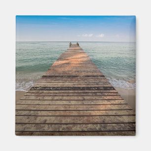 Wooden Wandelpad en Zee in de zomer Magneet