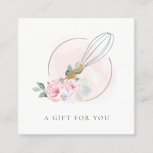 Wooden Whisk Blush Pink Floral Gift Certificate Vierkante Visitekaartje